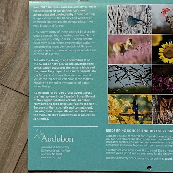 2023 Audubon Society Protecting Birds & Nature Photography 16 Month Calendar - Picture 7 of 8